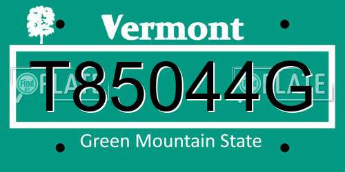 T85044G Vermont License Plate