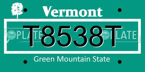 T8538T Vermont License Plate