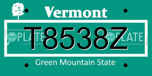 T8538Z Vermont License Plate