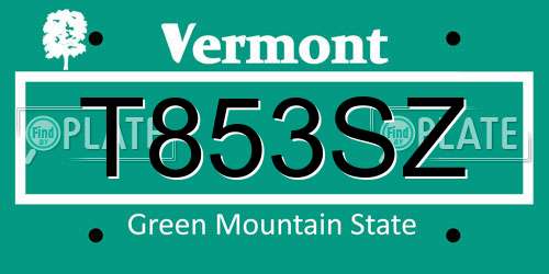 T853SZ Vermont License Plate