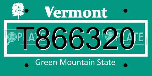 T866320 Vermont License Plate