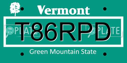 T86RPD Vermont License Plate