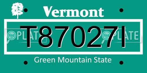 T87027I Vermont License Plate