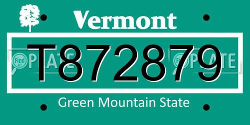 T872879 Vermont License Plate