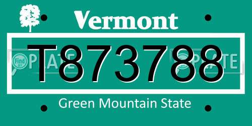 T873788 Vermont License Plate