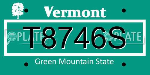 T8746S Vermont License Plate