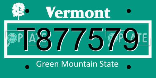 T877579 Vermont License Plate