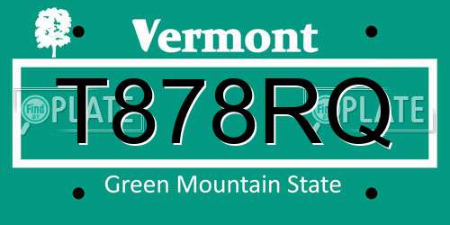 T878RQ Vermont License Plate