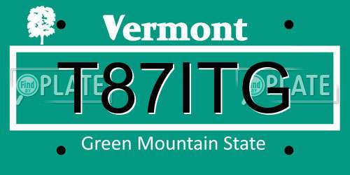 T87ITG Vermont License Plate