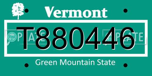 T880446 Vermont License Plate