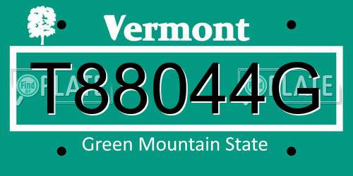 T88044G Vermont License Plate