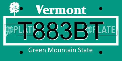 T883BT Vermont License Plate