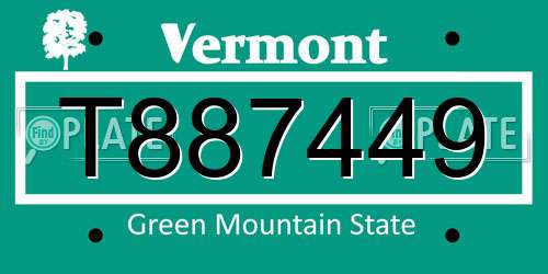 T887449 Vermont License Plate