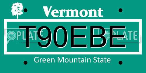 T90EBE Vermont License Plate