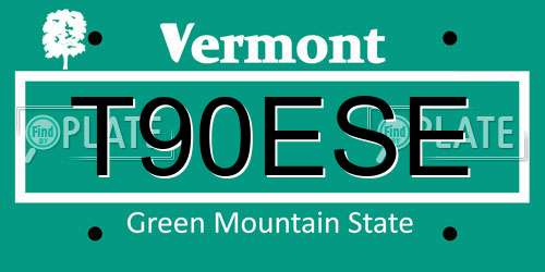T90ESE Vermont License Plate