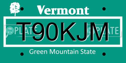 T90KJM Vermont License Plate