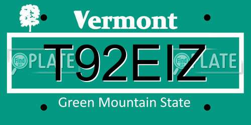 T92EIZ Vermont License Plate