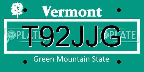 T92JJG Vermont License Plate