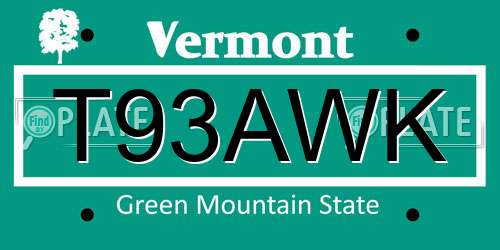 T93AWK Vermont License Plate