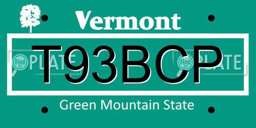 T93BCP Vermont License Plate