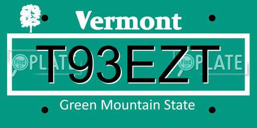 T93EZT Vermont License Plate
