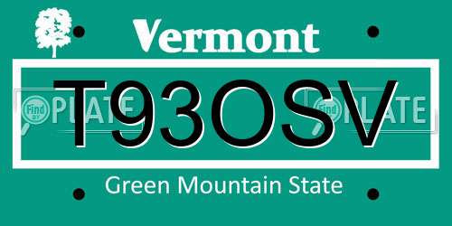 T93OSV Vermont License Plate