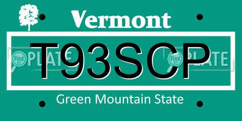 T93SCP Vermont License Plate