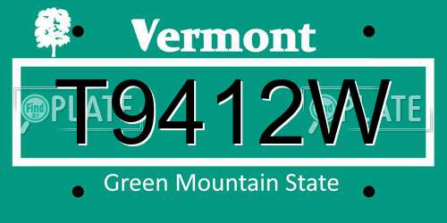 T9412W Vermont License Plate