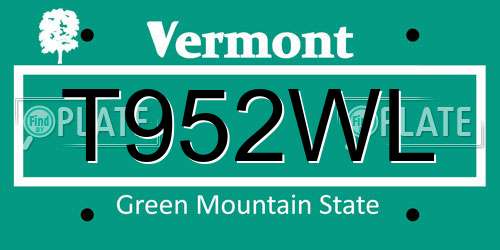 T952WL Vermont License Plate