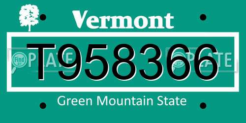 T958366 Vermont License Plate