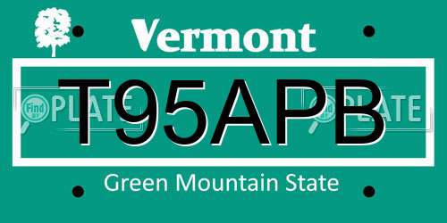 T95APB Vermont License Plate