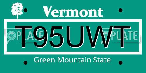 T95UWT Vermont License Plate