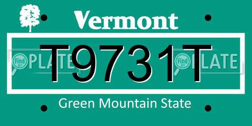T9731T Vermont License Plate