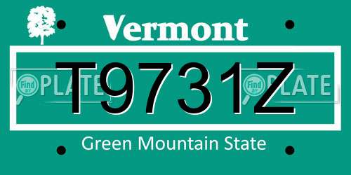 T9731Z Vermont License Plate