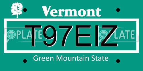 T97EIZ Vermont License Plate
