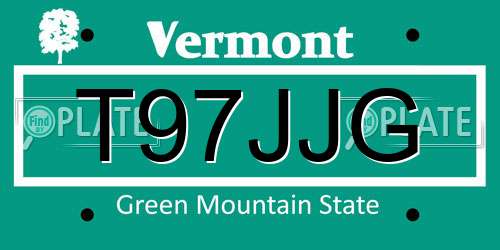 T97JJG Vermont License Plate