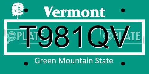 T981QV Vermont License Plate