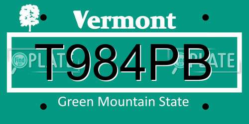 T984PB Vermont License Plate