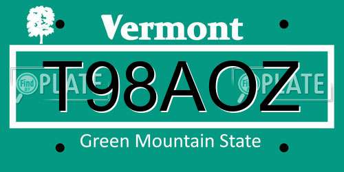 T98AOZ Vermont License Plate