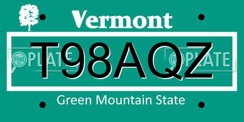 T98AQZ Vermont License Plate