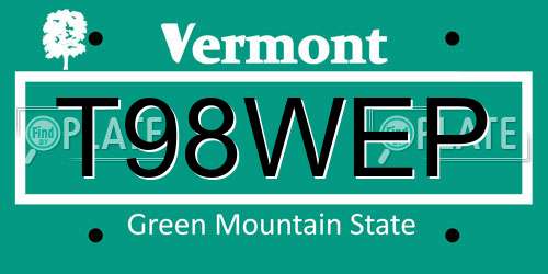 T98WEP Vermont License Plate