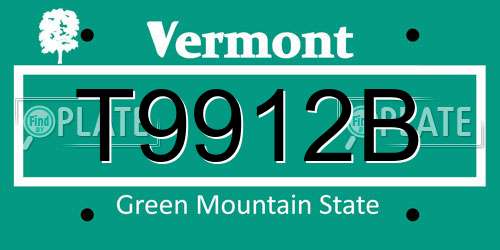 T9912B Vermont License Plate