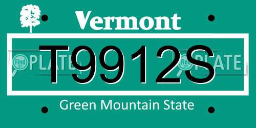 T9912S Vermont License Plate