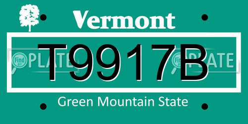 T9917B Vermont License Plate