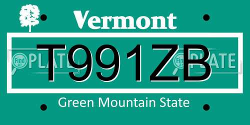 T991ZB Vermont License Plate