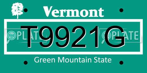 T9921G Vermont License Plate