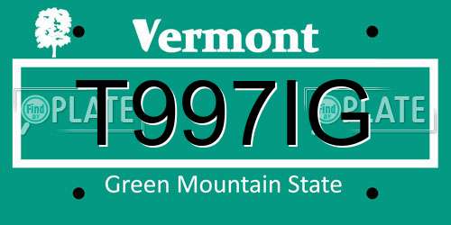 T997IG Vermont License Plate