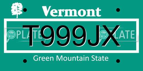 T999JX Vermont License Plate