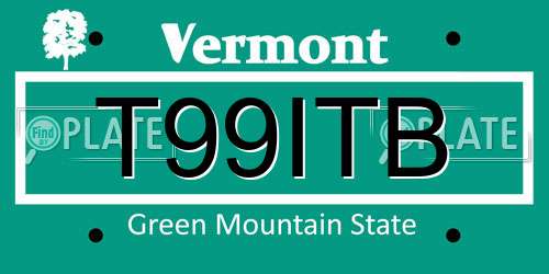 T99ITB Vermont License Plate