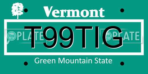 T99TIG Vermont License Plate